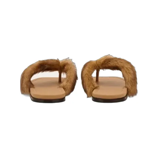 Thong Sandal With Fur Detail