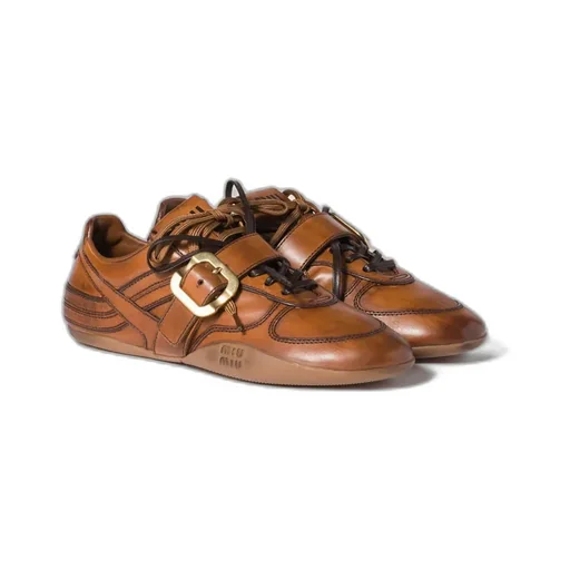 Miu Miu Buckle-Detailed Lace-Up Sneakers