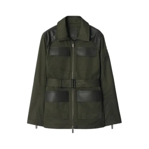 Leather Trim Nylon Blend Field Jacket