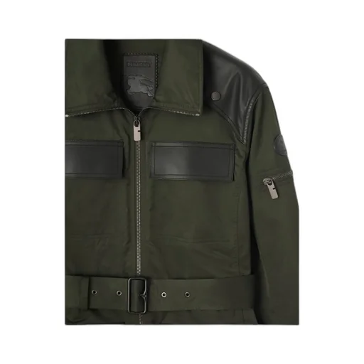 Leather Trim Nylon Blend Field Jacket