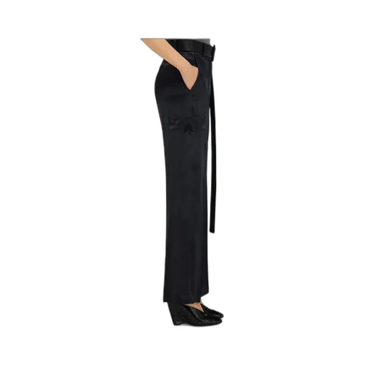 Ferragamo Belted Waist Satin Cargo Trousers