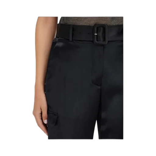 Ferragamo Belted Waist Satin Cargo Trousers