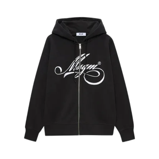 Msgm Logo Printed Zipped Hoodie