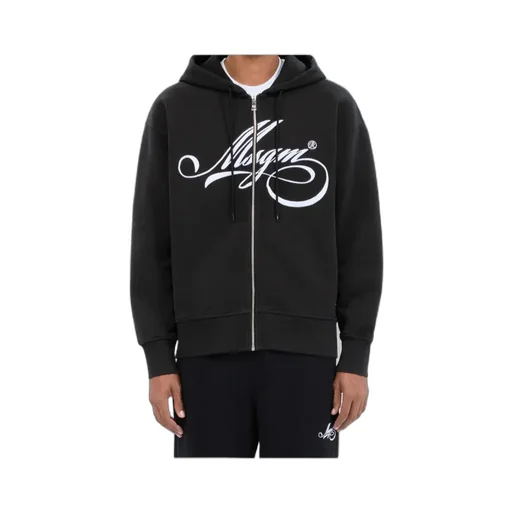 Msgm Logo Printed Zipped Hoodie