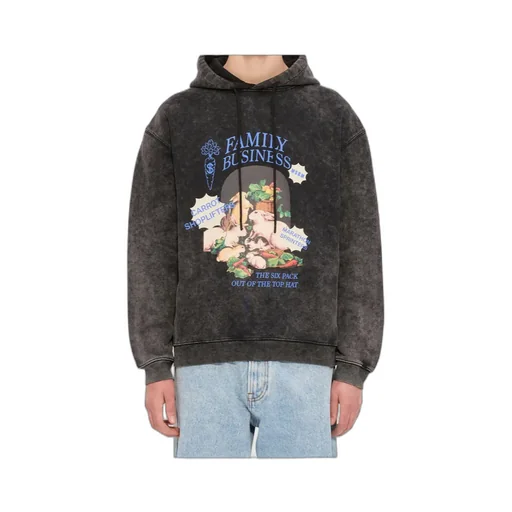 Msgm Family Business Print Marbled Jersey Hoodie