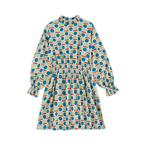 Ruffled Geometric-Print Dress