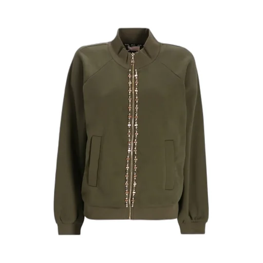 Embellished Zip-Front Bomber Jacket