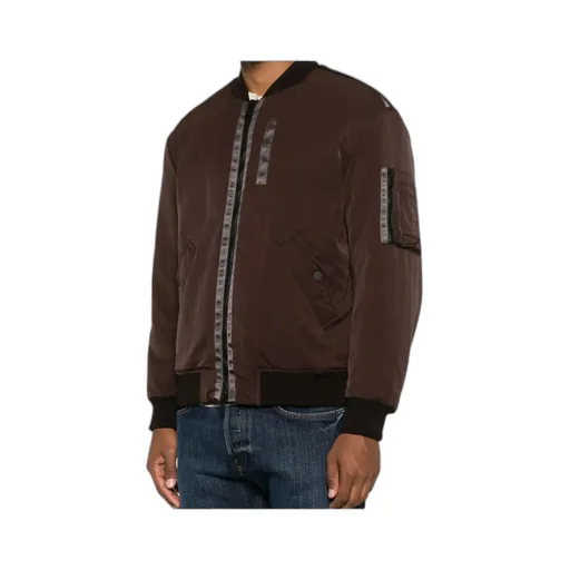 Striped-Panel Bomber Jacket