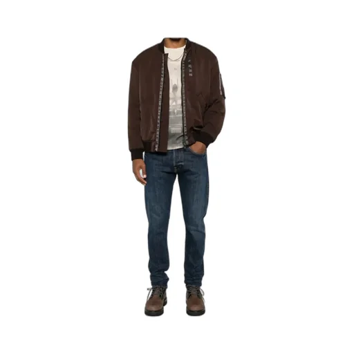 Striped-Panel Bomber Jacket