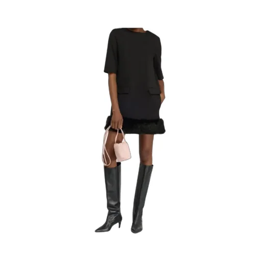 Arcadia Faux Fur Trim Dress