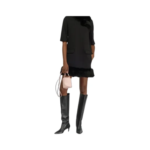 Arcadia Faux Fur Trim Dress