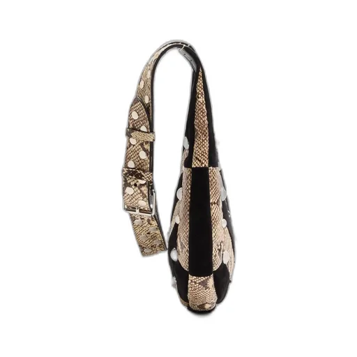 Valentino Garavani Hoboho Small Hobo Bag In Python And Chevron-Patterned Suede With Studs.