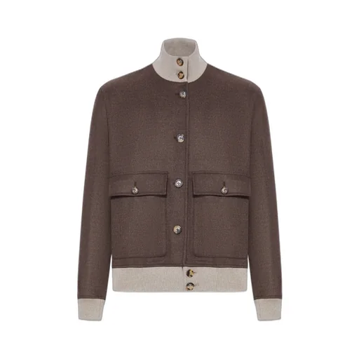 Brunello Cucinelli Flannel Double Cloth Bomber Jacket