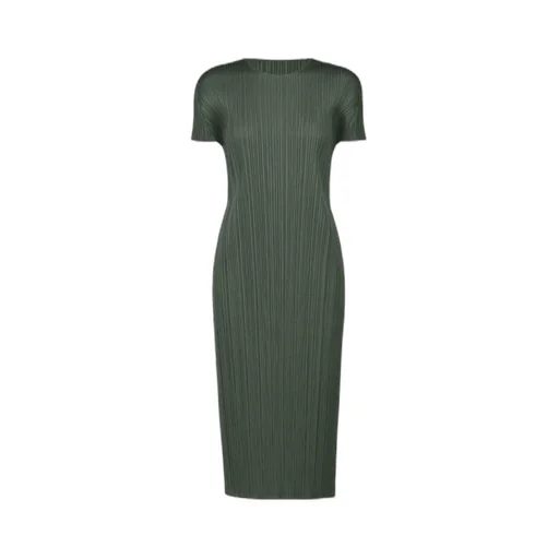 Pleated Short-Sleeved Dress
