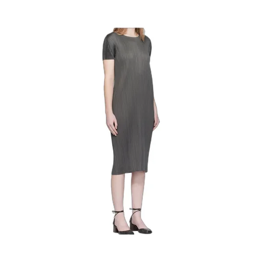 Pleated Short-Sleeved Dress