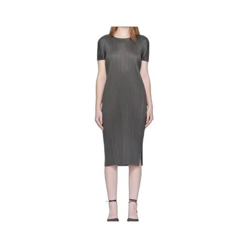 Pleated Short-Sleeved Dress