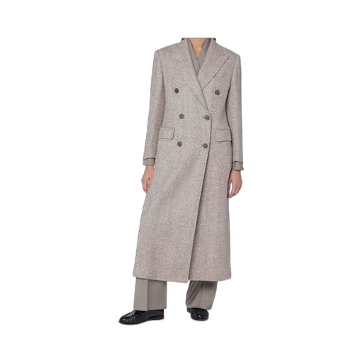 Double-Breasted Herringbone Coat