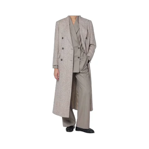 Double-Breasted Herringbone Coat