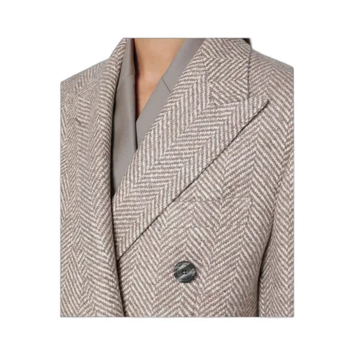 Double-Breasted Herringbone Coat
