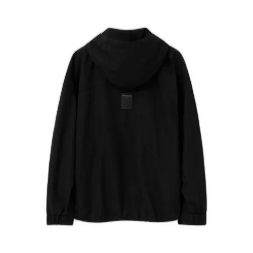 Black Hooded Wool Jacket