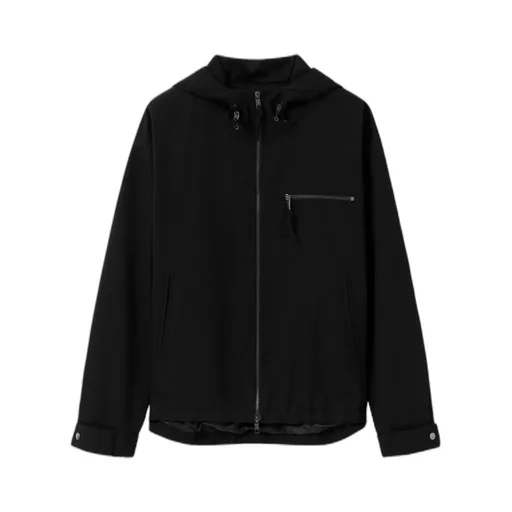 Black Hooded Wool Jacket