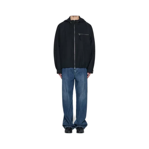 Black Hooded Wool Jacket