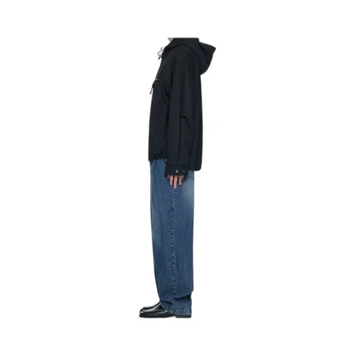 Black Hooded Wool Jacket