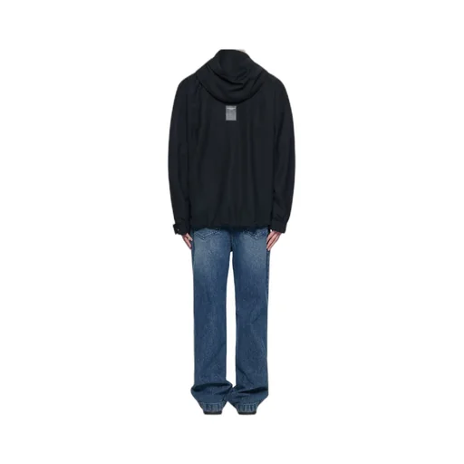Black Hooded Wool Jacket