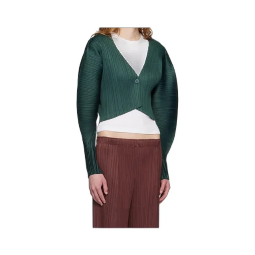 Single-Button Batwing Sleeve Knit Sweater