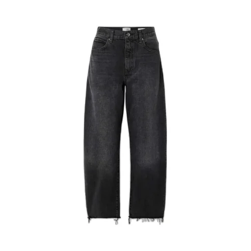 Frayed High-Waist Jeans