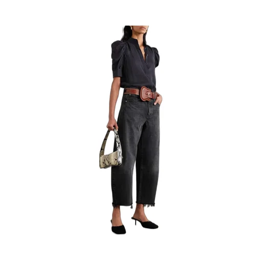 Frayed High-Waist Jeans