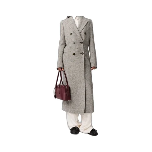 Double-Breasted Tweed Long Coat