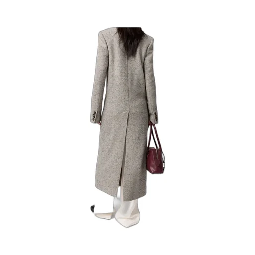 Double-Breasted Tweed Long Coat