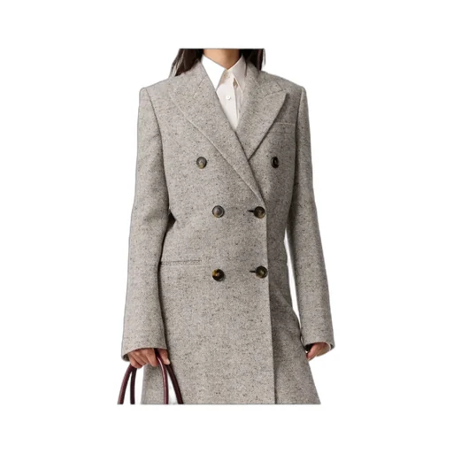Double-Breasted Tweed Long Coat