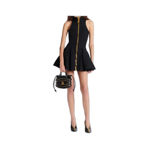 Short Halterneck Dress In Grain De Poudre Wool