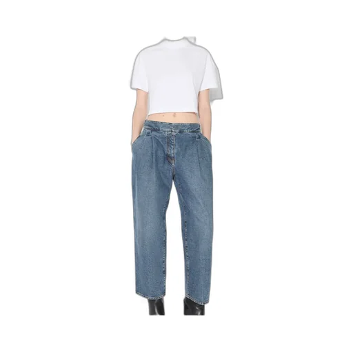 Ruffled-Neck Crop T-Shirt