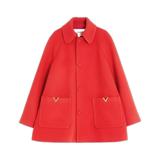 Valentino Logo Plaque Button-Up Coat