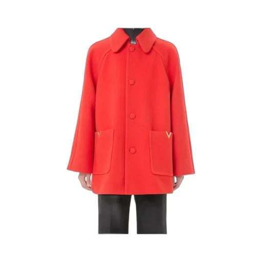 Valentino Logo Plaque Button-Up Coat
