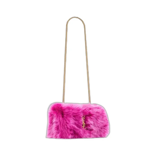 Saint Laurent Logo Plaque Fluffy Shoulder Bag
