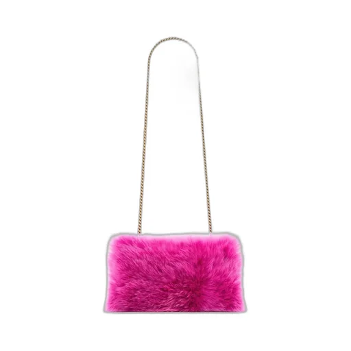 Saint Laurent Logo Plaque Fluffy Shoulder Bag