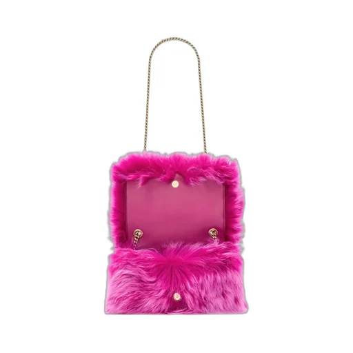 Saint Laurent Logo Plaque Fluffy Shoulder Bag