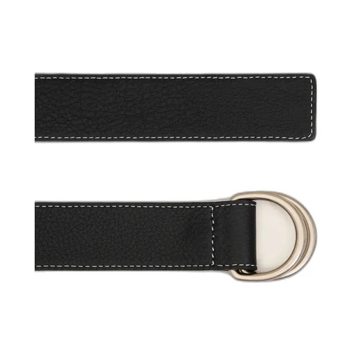 Black Supple Leather Double Buckle 35Mm Belt