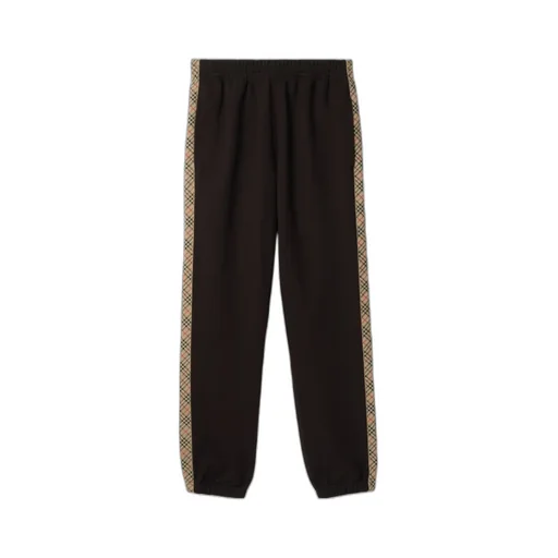 Check Trim Cotton Jogging Pants
