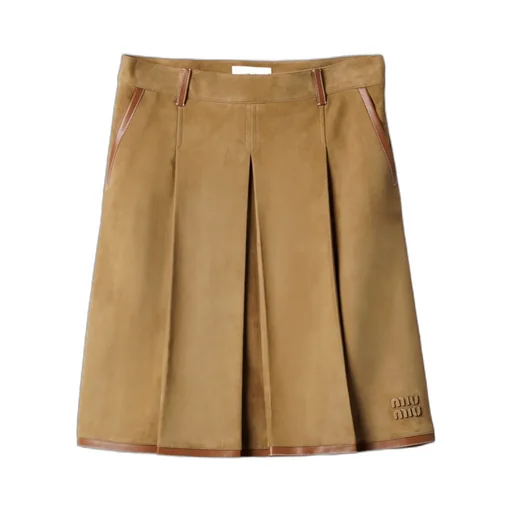Pleated Suede Skirt