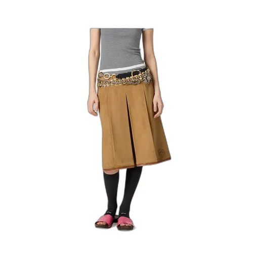 Pleated Suede Skirt