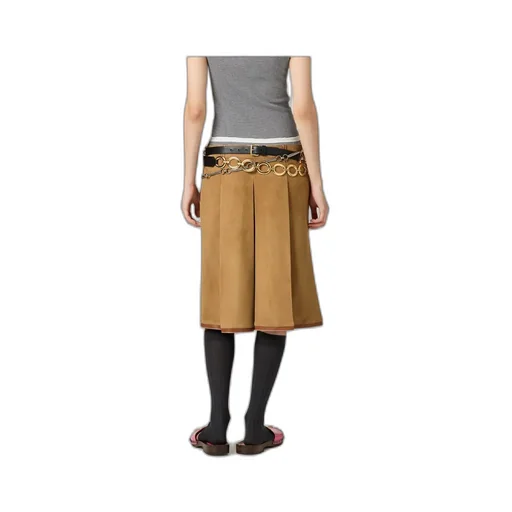 Pleated Suede Skirt