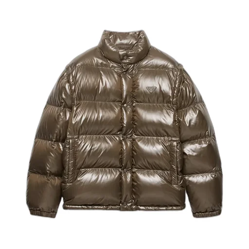 Prada Logo Plaque High Neck Puffer Jacket