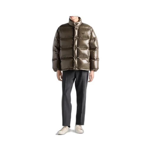Prada Logo Plaque High Neck Puffer Jacket