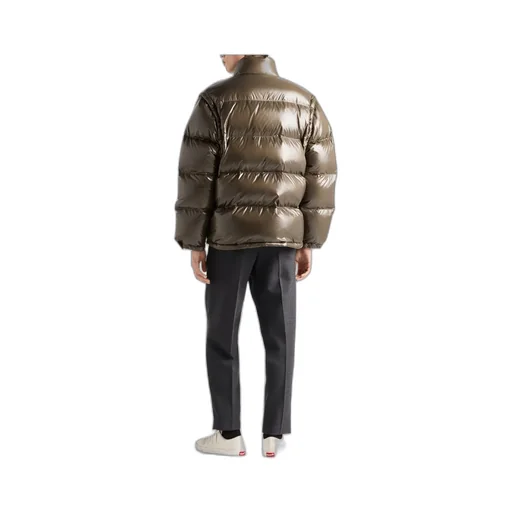 Prada Logo Plaque High Neck Puffer Jacket