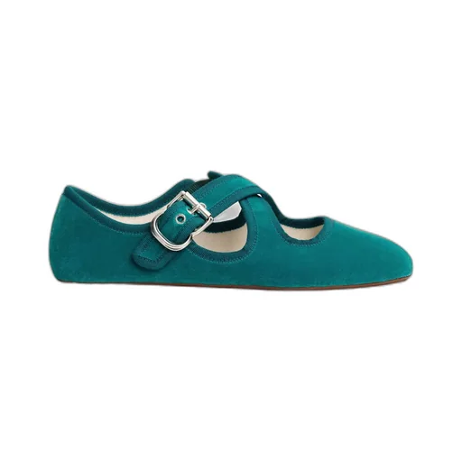 Criss Cross Ballet Flats In Velvet